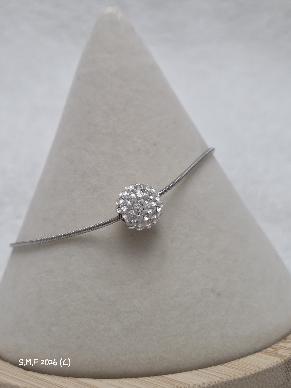 Sparkling Austrian Crystal pave sphere beaded Bracelet in Stainless Steel